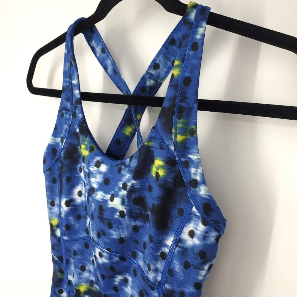 Lululemon Kanto Catch Me Tank‎ Windy Blooms Polka Dot Blue Size 4